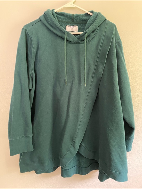 Old Navy Sweaters - Old Navy Maternity/NursingTeal Green Hooded Crossover Pullover Sweater